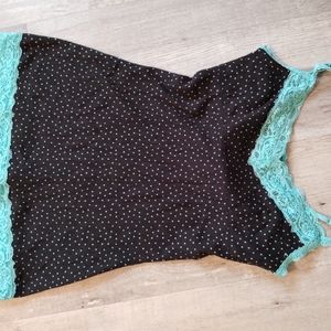 Black tank with blue lace